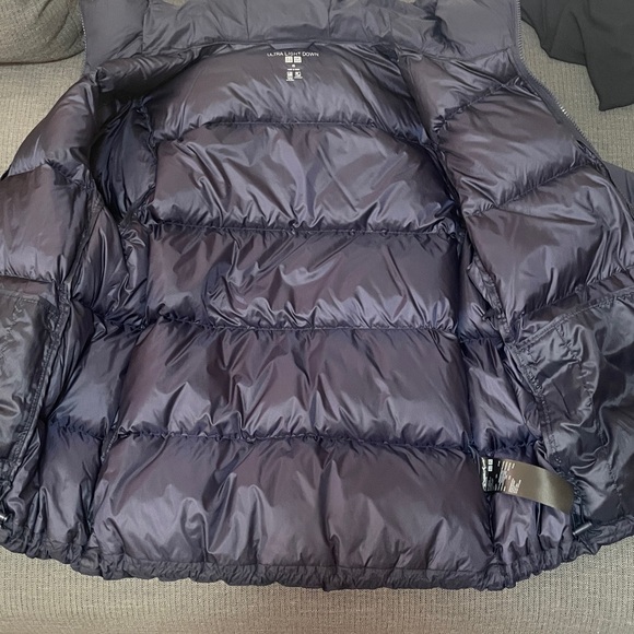 UNIQLO Hooded Down Cocoon Puffer, Navy Sz XS - Picture 5 of 10